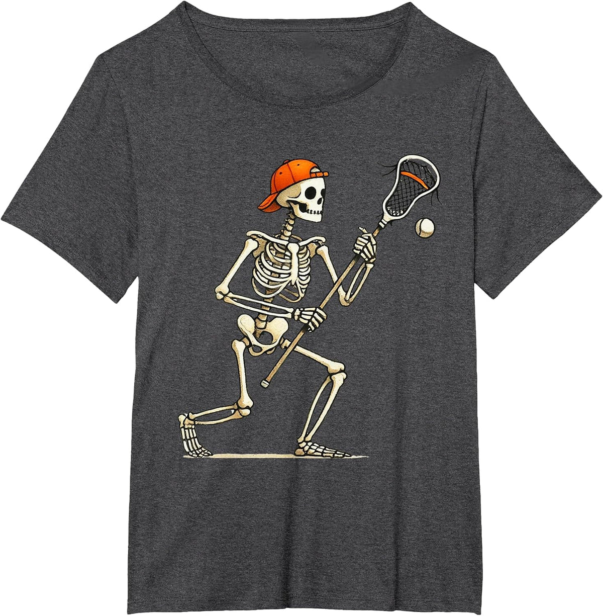 Skeleton Lacrosse Halloween Costume Funny Men Boys Kids T-Shirt - Dark Heather Grey