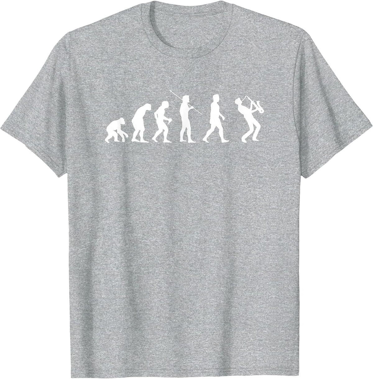 Funny Evolution Saxophone Players Sax Music Men T-Shirt - Heather Grey