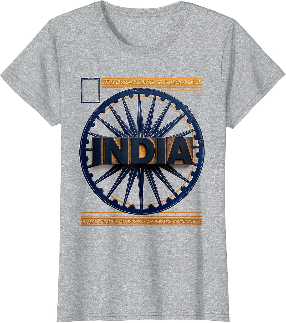 INDIA Wood Type Letterpress Patriotic Independence Day T-Shirt - Heather Grey