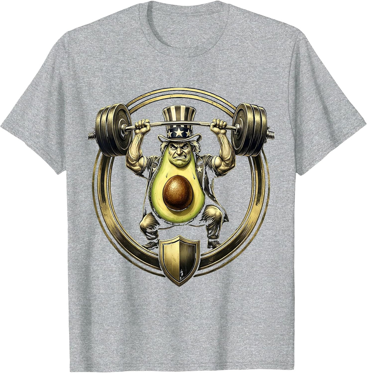 Men's Funny Avocado Lifting Weights Gym Workout T-Shirt - Heather Grey