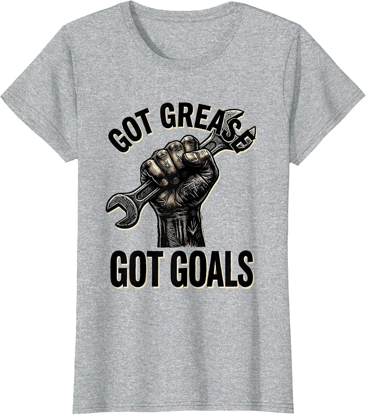 Women's Got Grease Got Goals Mechanic Pride Design T-Shirt - Heather Grey