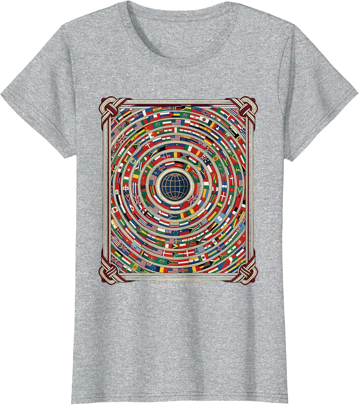 Flags Of The World Geography Lover World Traveler Gift T-Shirt - Heather Grey