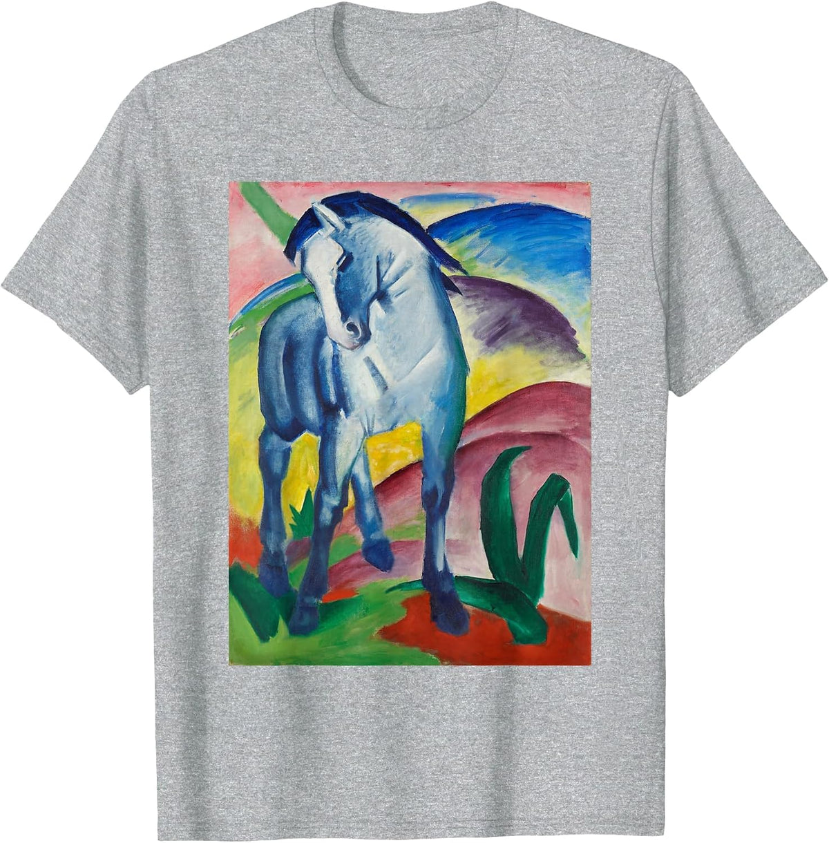Blue Horse Franz Marc Colourful Expressionism T-Shirt - Heather Grey
