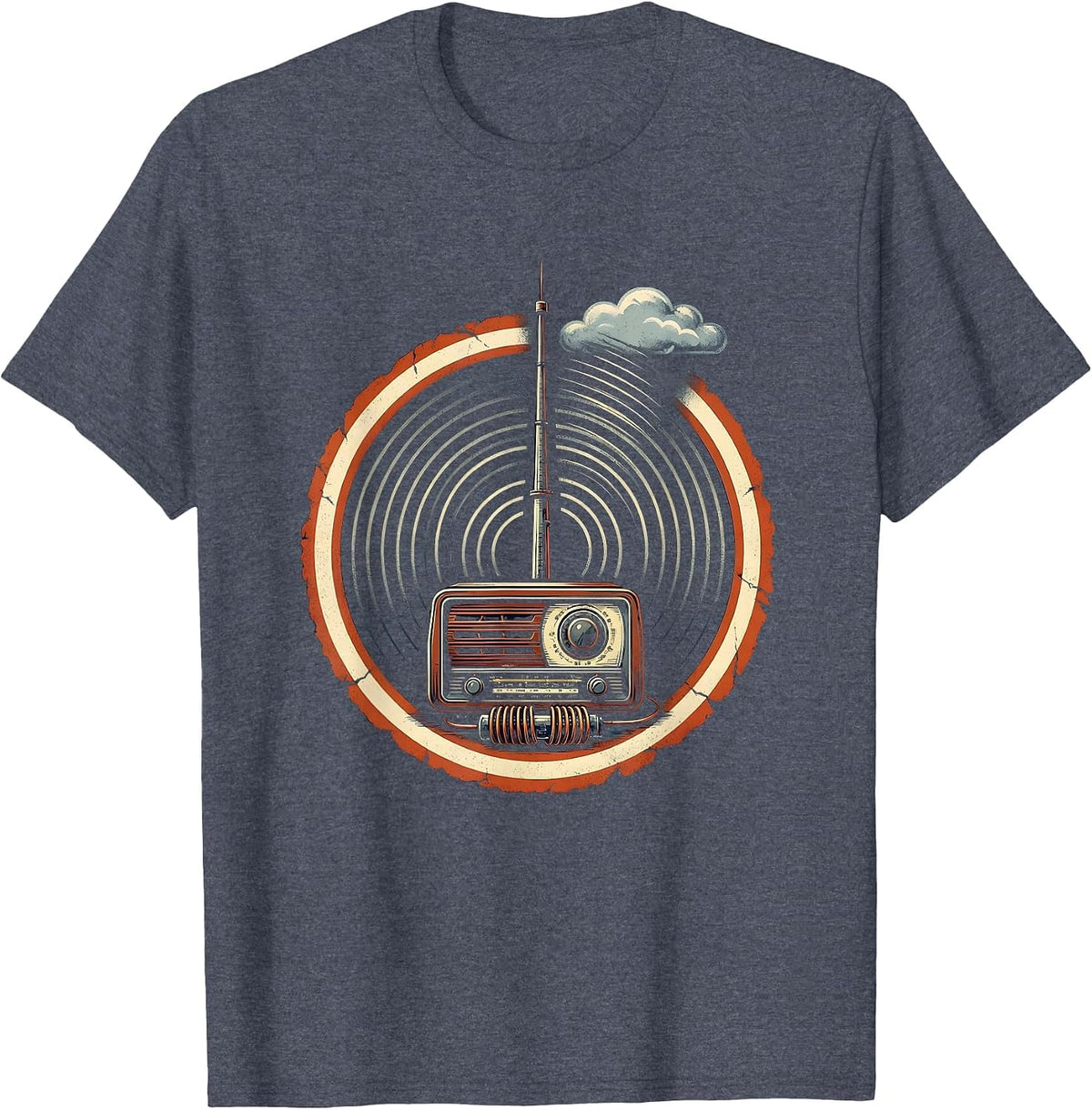 Men's Ham Radio Operator Hobbyist Shield Emblem Humor T-Shirt - Heather Blue