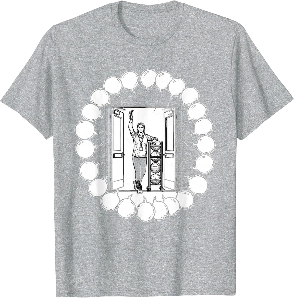 Men's PE Teacher Open Gym Door Back To School Humor T-Shirt - Heather Grey