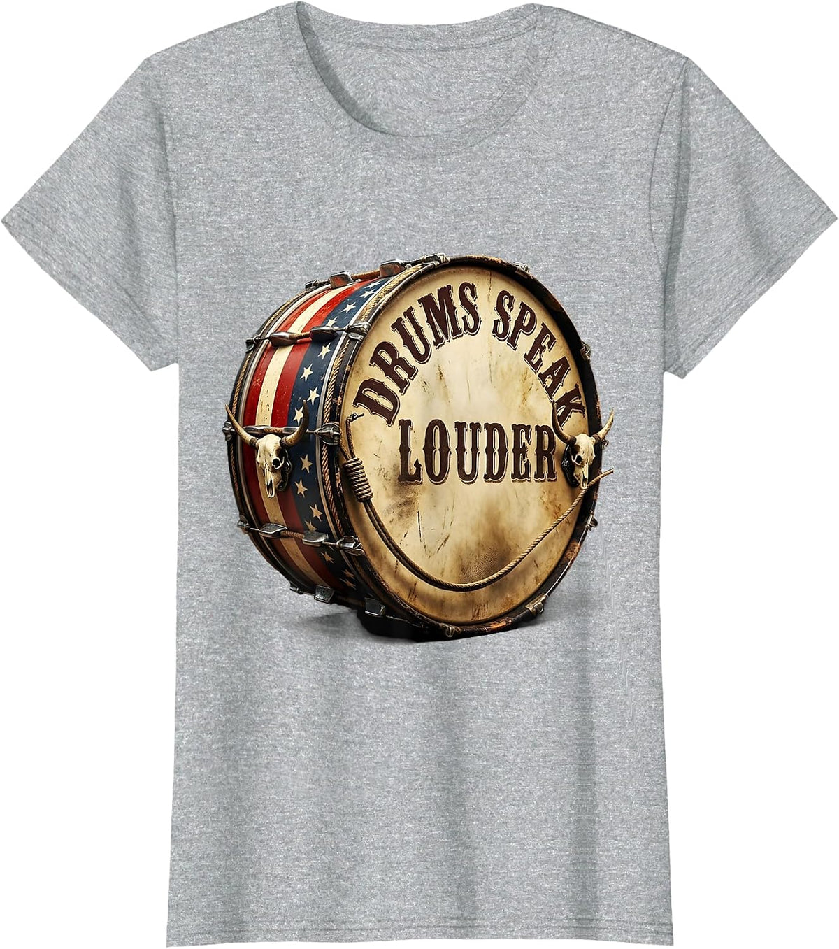 Drums Speak Louder Band Music Graphic Design T-Shirt - Heather Grey