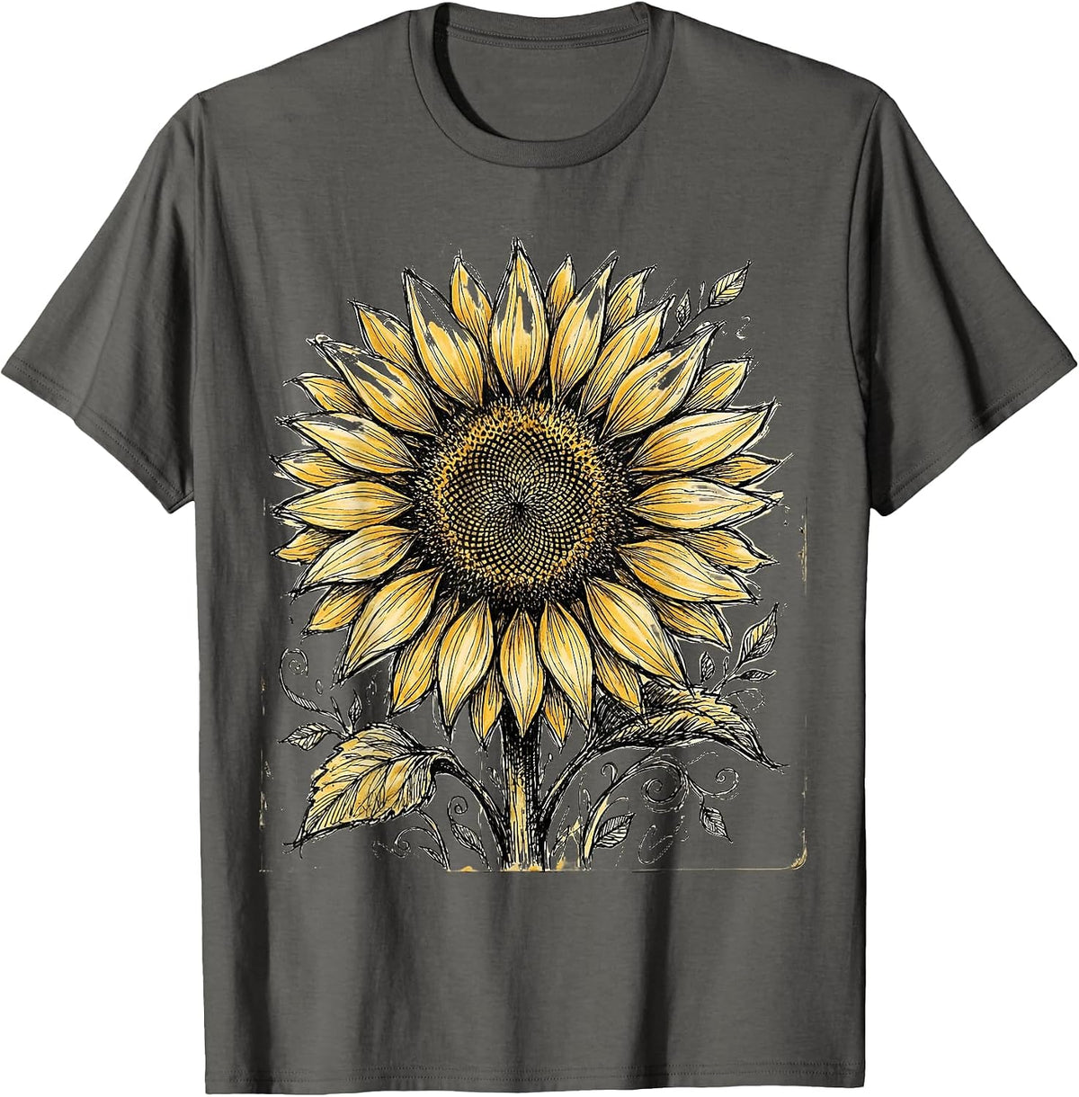 Men's Down Syndrome Awareness Blooming Sunflower Design T-Shirt - Asphalt Grey