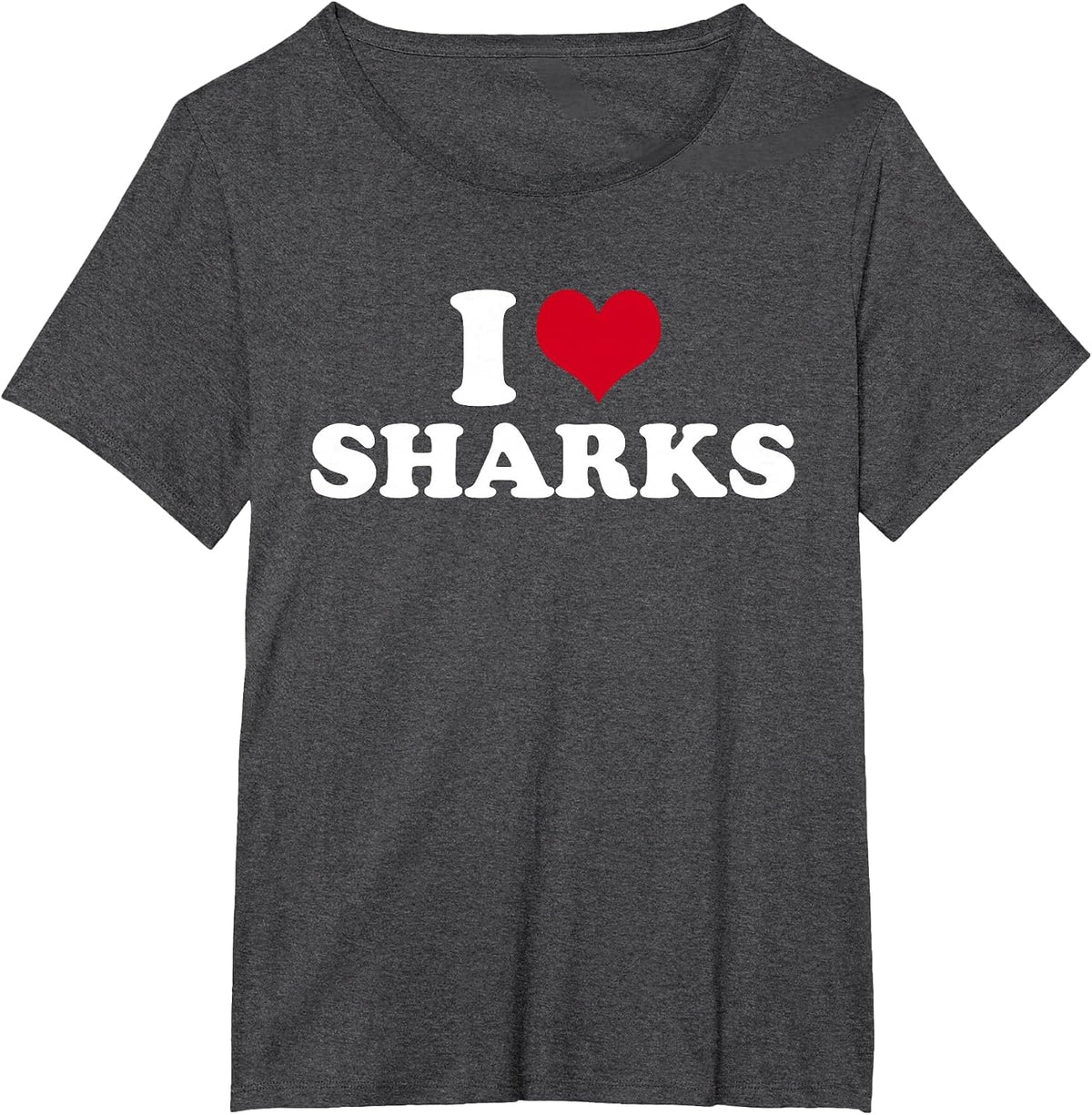 I Love Sharks T-Shirt - Dark Heather Grey