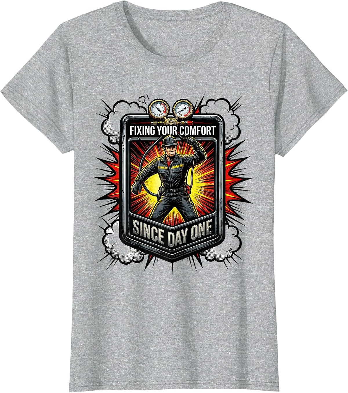 Fixing Your Comfort Since Day One HVAC Tech Design T-Shirt - Heather Grey