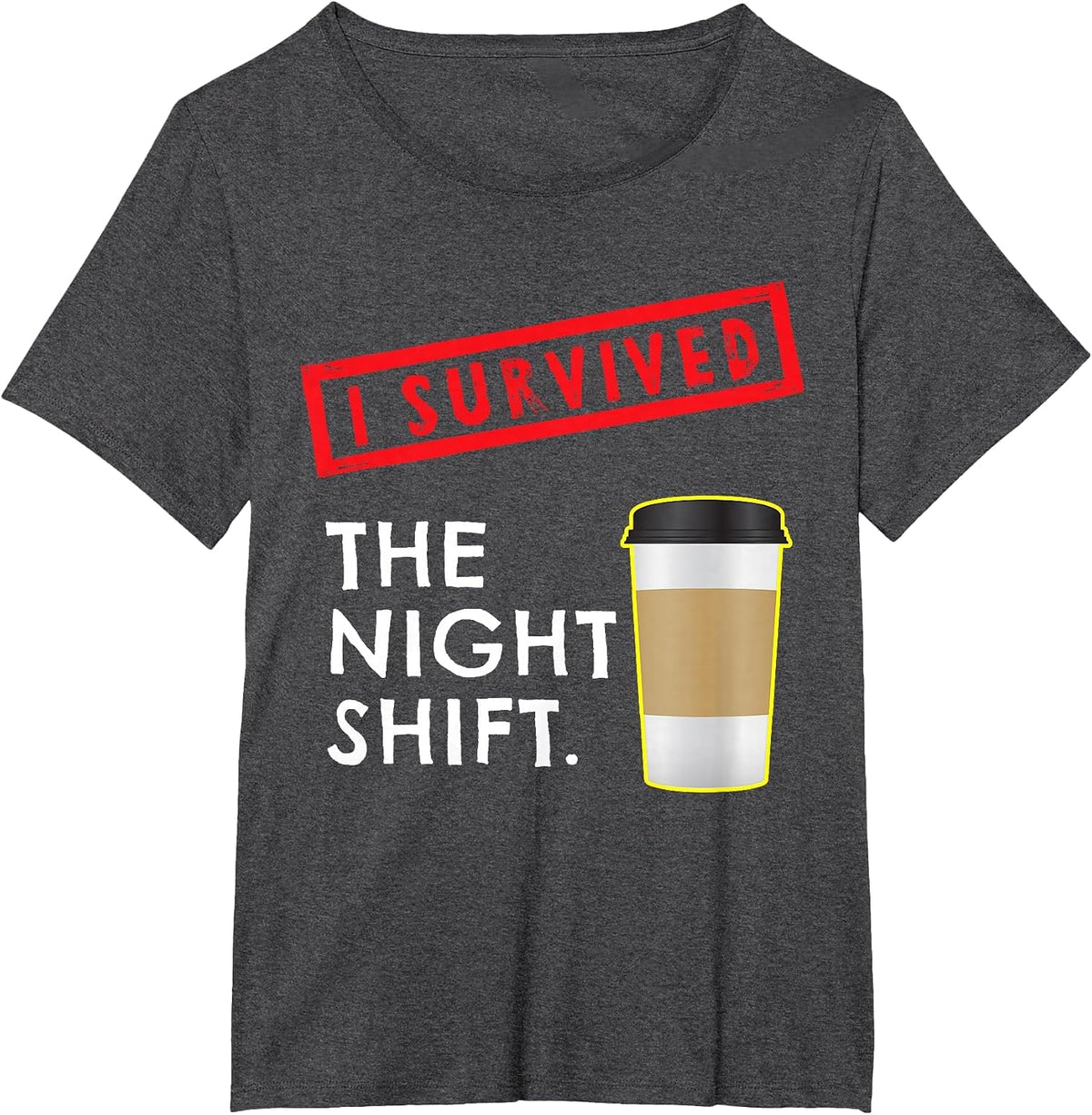 I Survived the Night Shift Nurse Life Coffee Lover Police T-Shirt - Dark Heather Grey