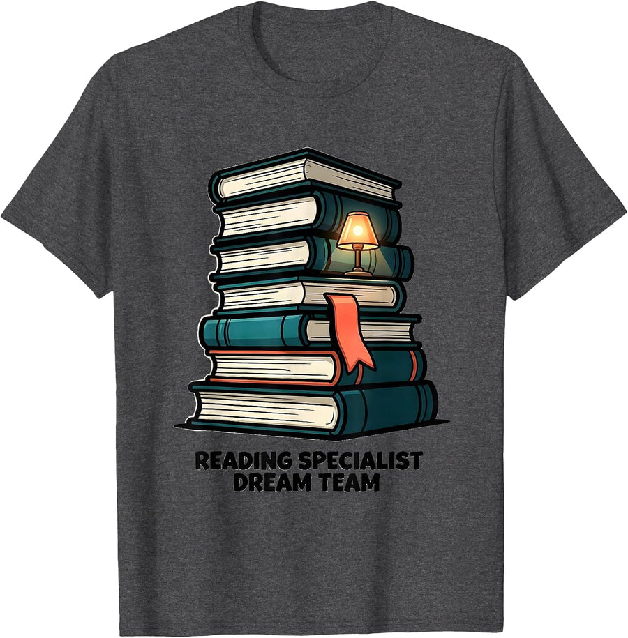 Men's Reading Specialist Dream Team Funny Teacher Back To School T-Shirt - Dark Heather Grey