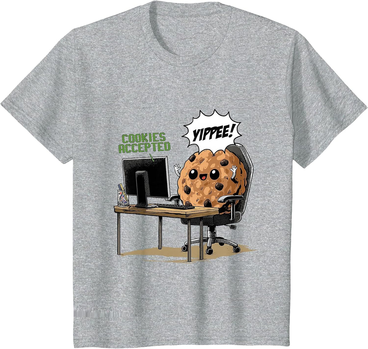 Cookies Accepted Nerd Shirt Funny Computer Internet Coder T-Shirt, Youth, Heather Grey, 2T - As Pictured