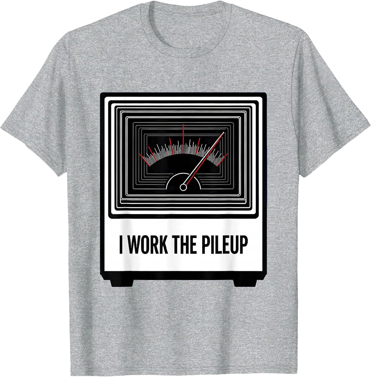 Men's I Work The Pileup Funny Ham Radio Operator Enthusiast Humor T-Shirt - Heather Grey