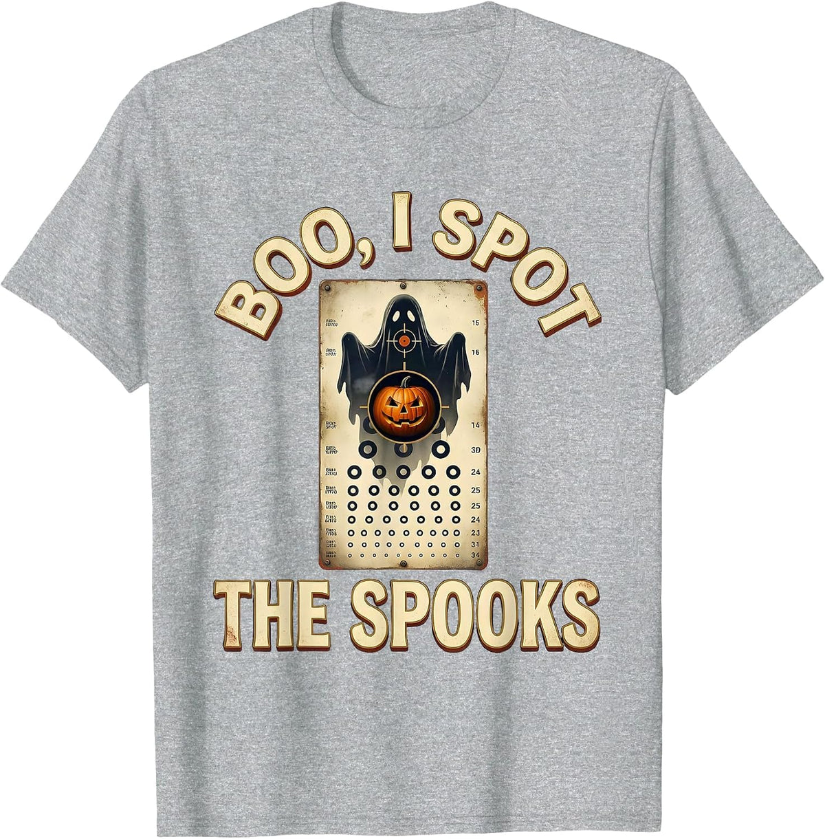 Men's Boo I Spot The Spooks Vintage Halloween Optometrist Eye T-Shirt - Heather Grey