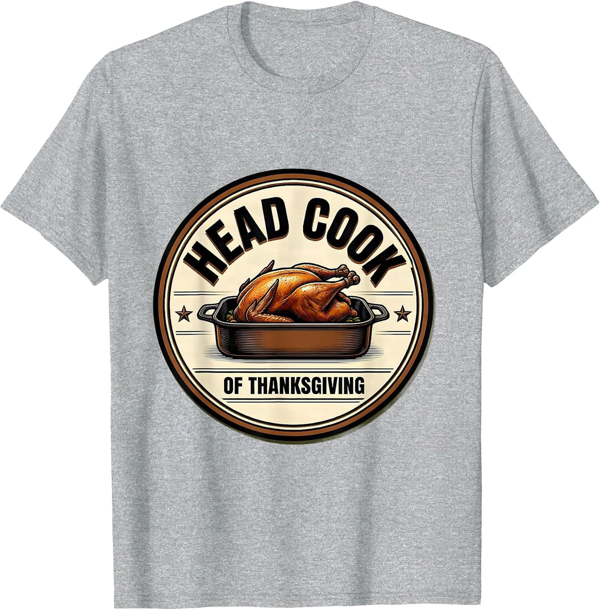 Men's Head Cook Of Thanksgiving Funny Kitchen Humor Thanksgiving T-Shirt - Heather Grey