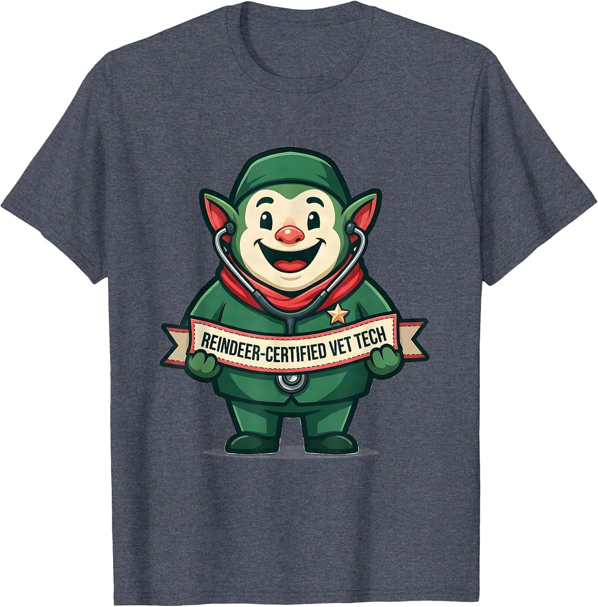 Men's Reindeer-Certified Vet Tech Funny Veterinary Tech Christmas T-Shirt - Heather Blue