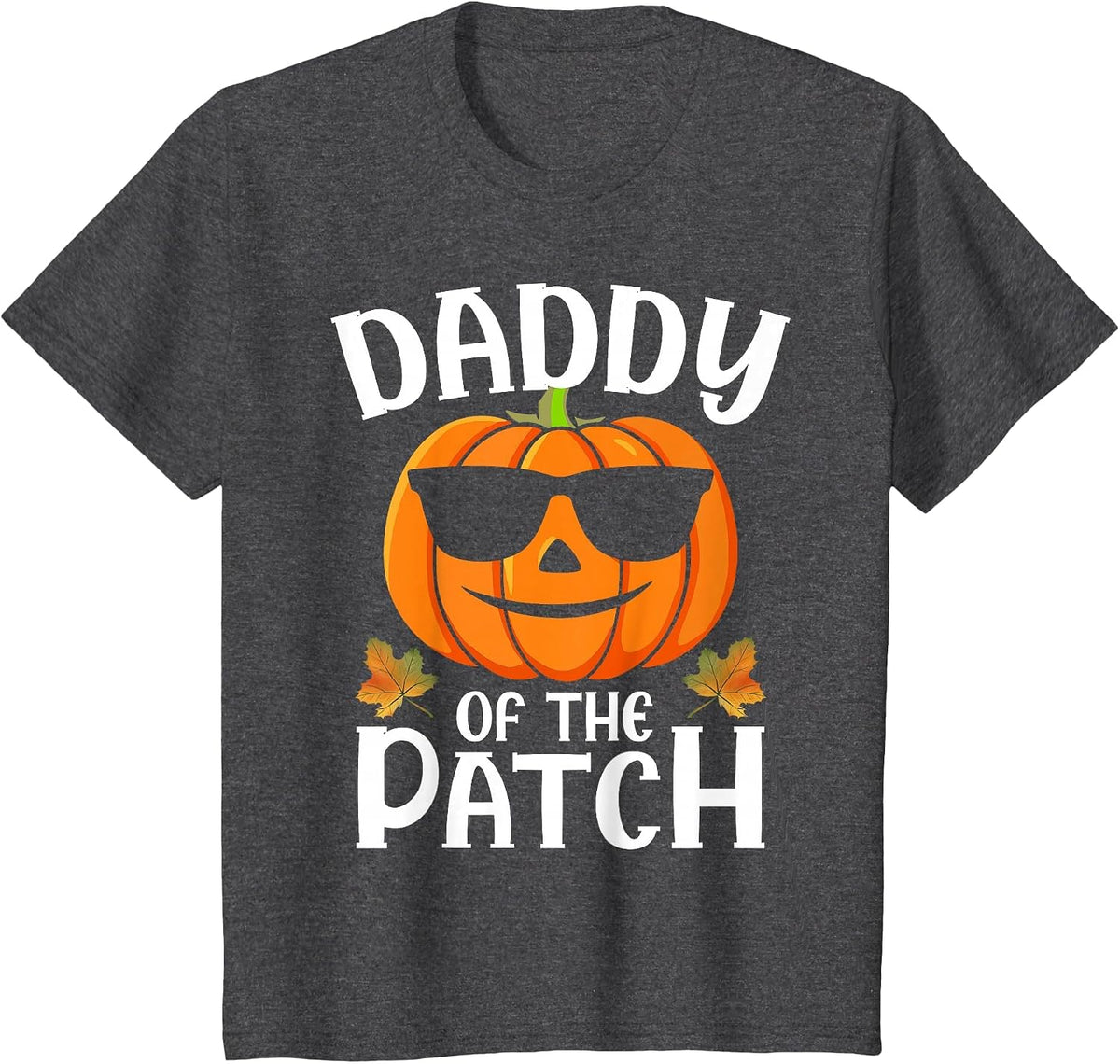 Pumpkin Daddy of The Patch Halloween Family Matching T-Shirt - Dark Heather Grey