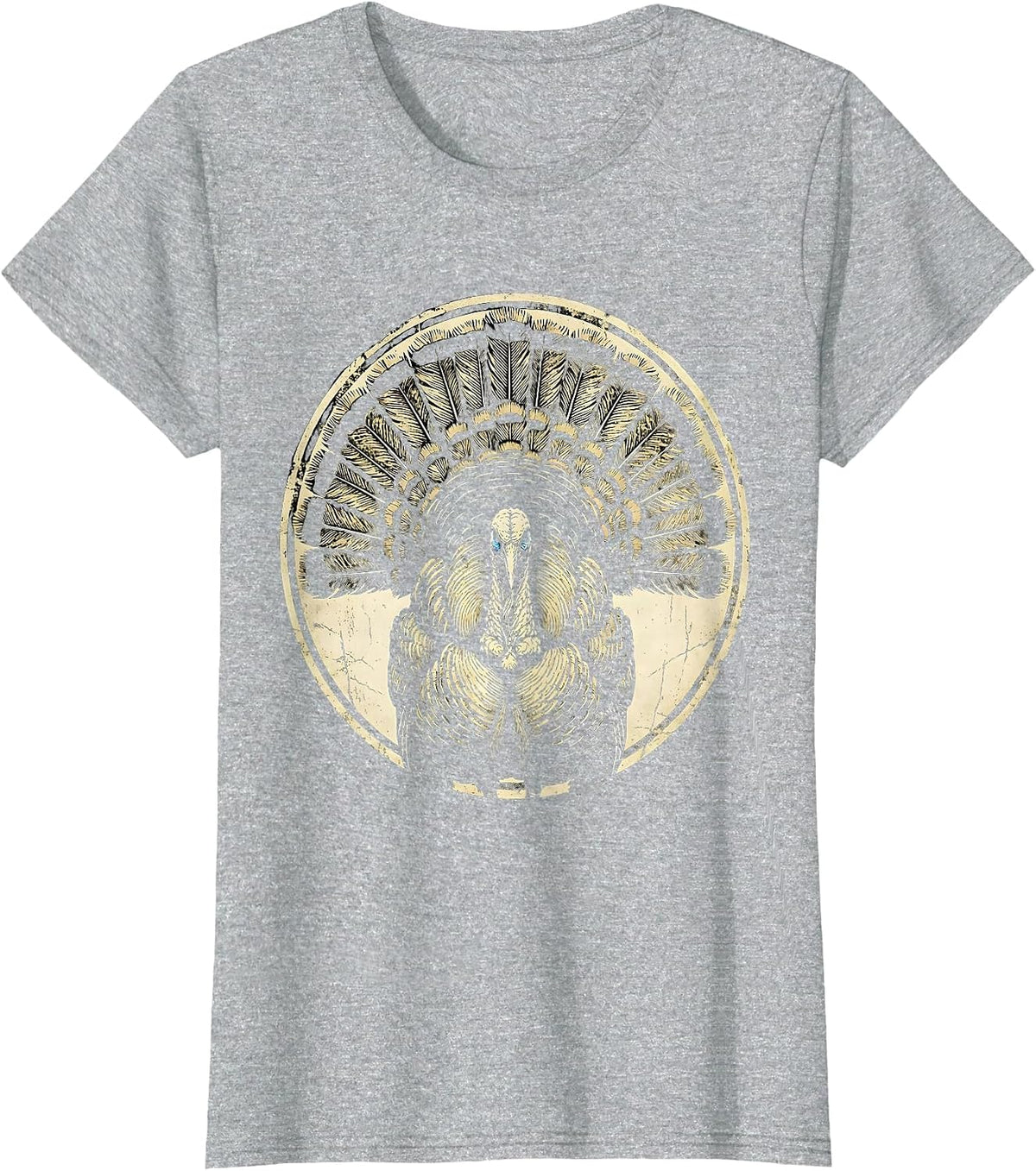 Camo Turkey Tail Feathers Fan Display Design T-Shirt - Heather Grey