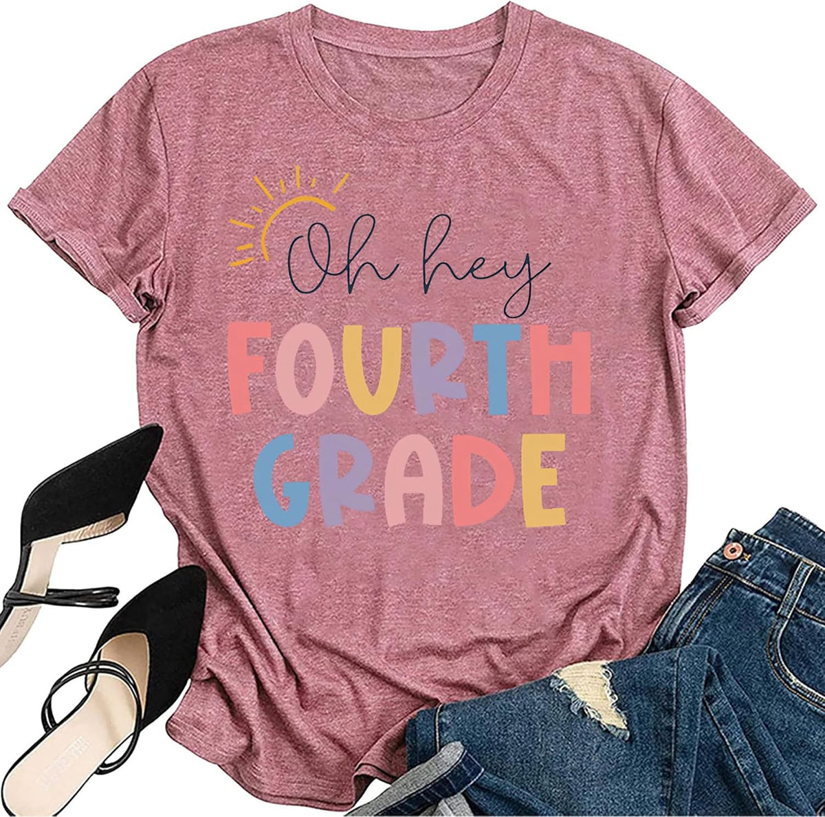 Women Teacher Shirt First Day of School Tshirt Back to School Outfits - 7-pink