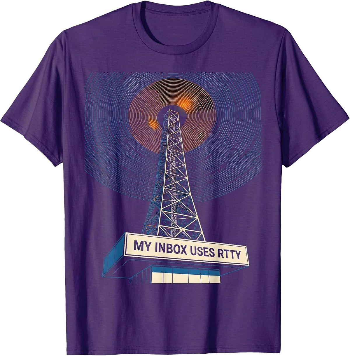 Men's My Inbox Uses RTTY Retro Futurist Ham Radio Operator Humor T-Shirt - Purple
