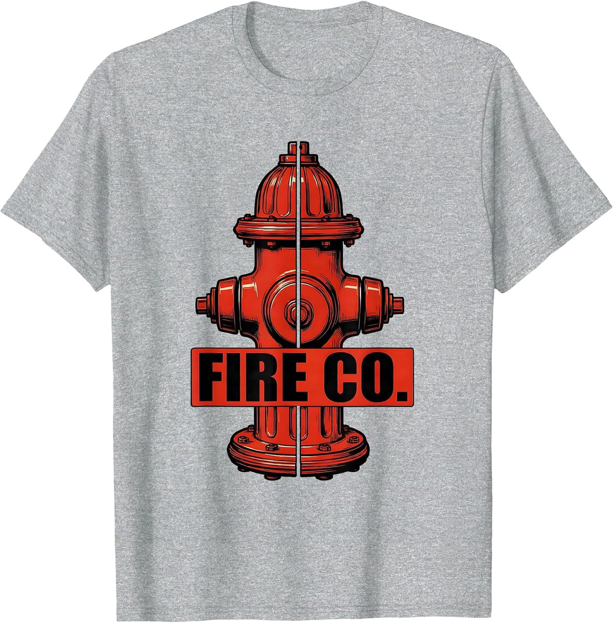Men's FIRE CO. Exploded Fire Hydrant Firefighter Department Pride T-Shirt - Heather Grey