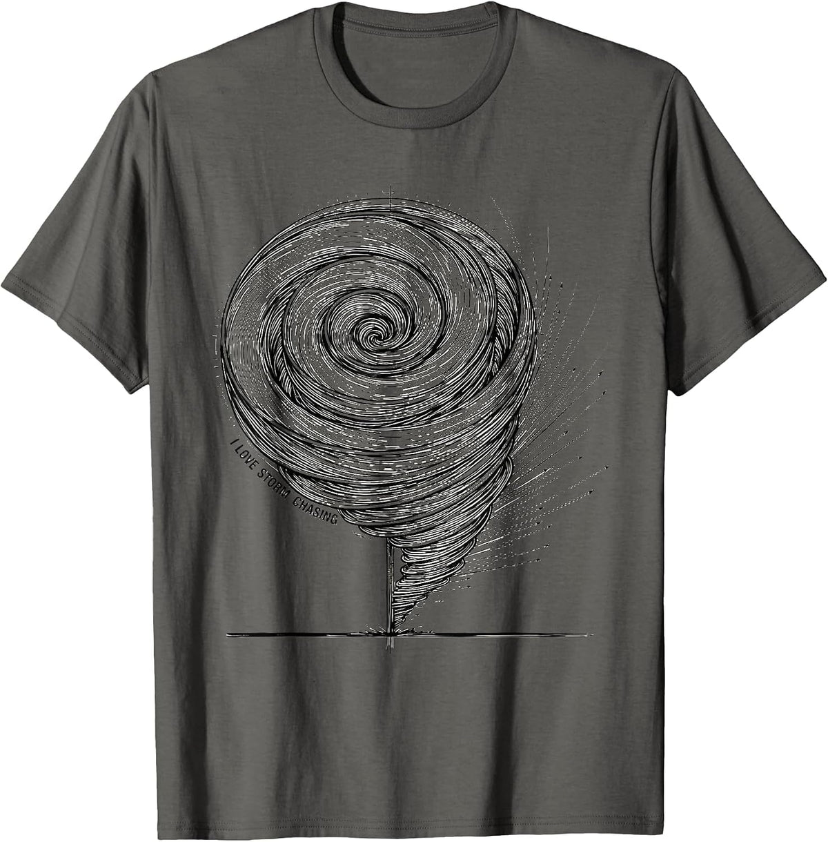 Men's I Love Storm Chasing Line Art Tornado Chaser Meteorology T-Shirt - Asphalt Grey