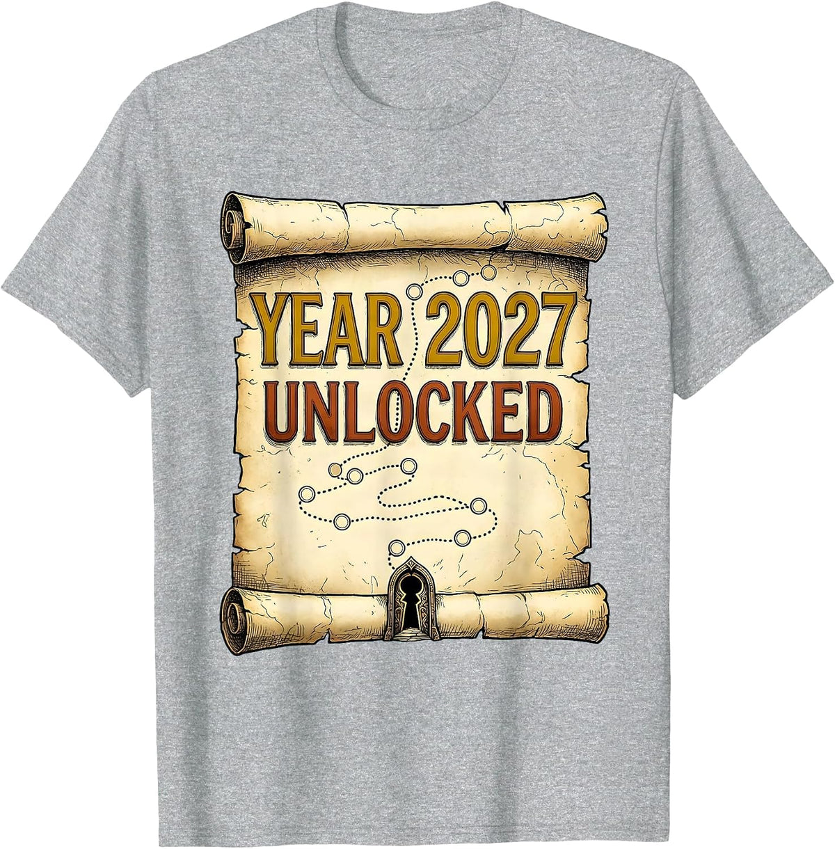 Men's Year 2027 Unlocked Funny Gamer RPG Video Game New Year 2027 T-Shirt - Heather Grey