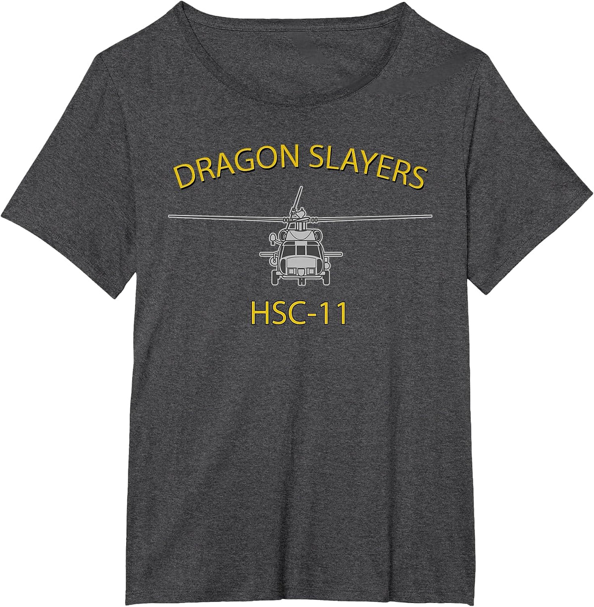 HSC-11 Dragon Slayers Helicopter Squadron MH-60 Sea Hawk Tee T-Shirt - Dark Heather Grey