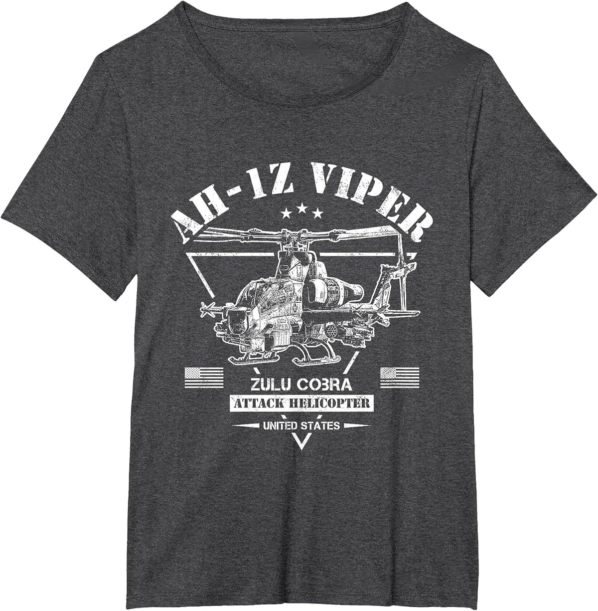AH-1Z Viper Zulu Cobra Attack Helicopter T-Shirt - Dark Heather Grey
