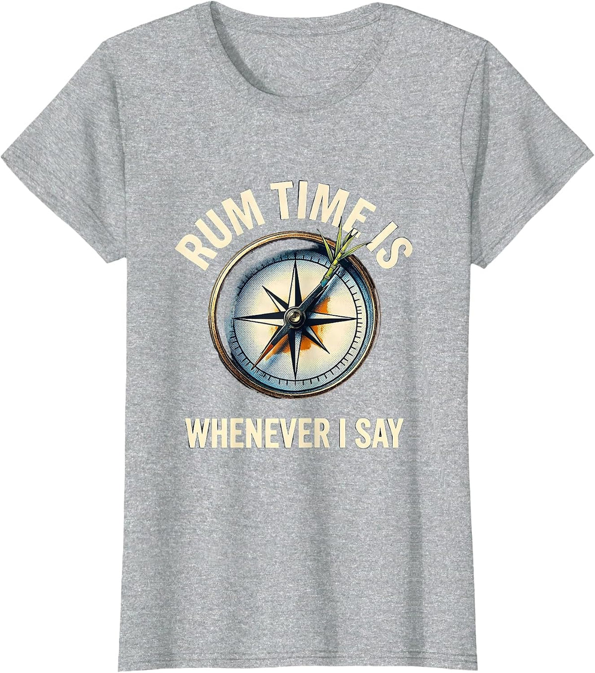 Rum Time Is Whenever I Say Funny Rum Humor Bar Crawl Party T-Shirt - Heather Grey