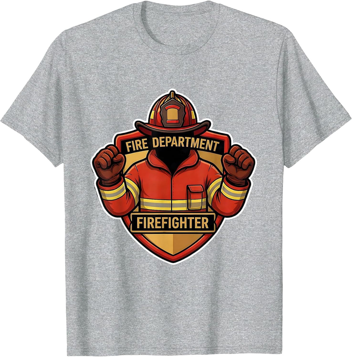 Men's FIRE DEPARTMENT FIREFIGHTER Cartoon Fireman Pride Halloween T-Shirt - Heather Grey