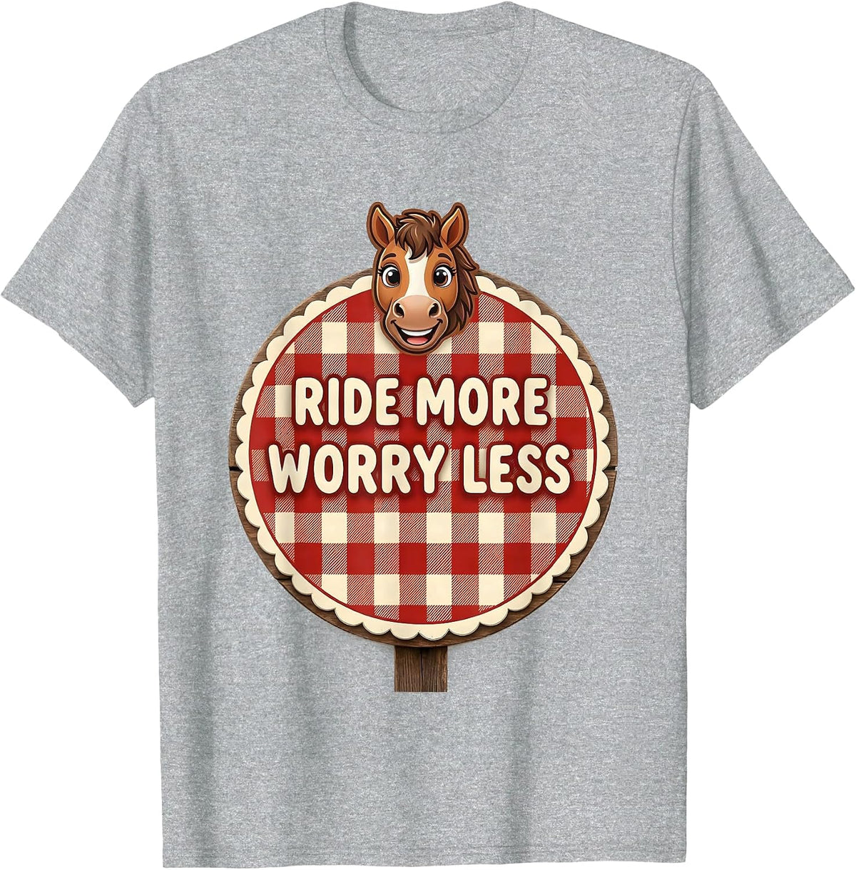 Men's Ride More Worry Less Horse Lover Design T-Shirt - Heather Grey