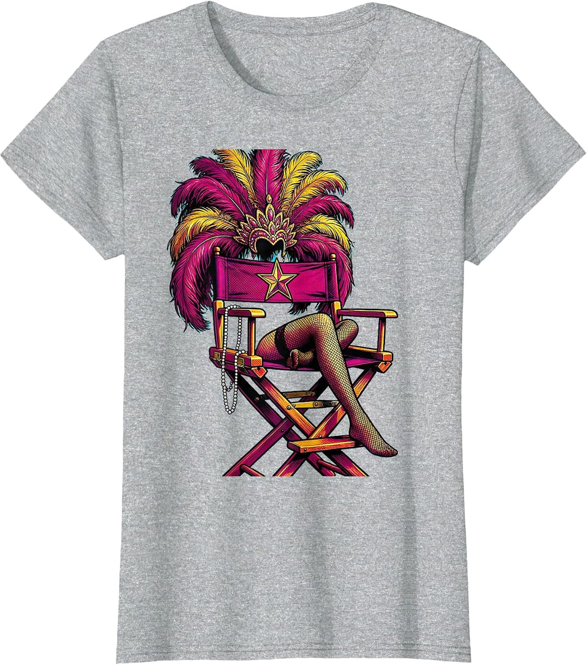 Women's Showgirl Director's Chair Graphic Tee T-Shirt - Heather Grey