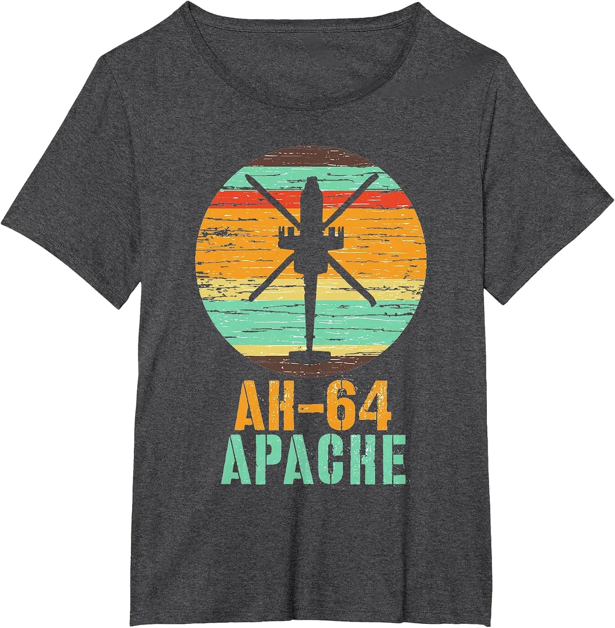 Vintage AH-64 Apache Helicopter Military Gunship Shirt T-Shirt - Dark Heather Grey