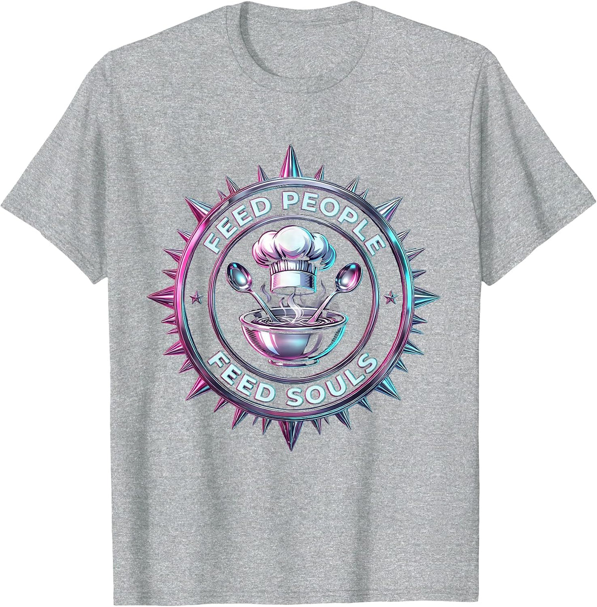Men's Feed People Feed Souls Chef Cooking Design T-Shirt - Heather Grey