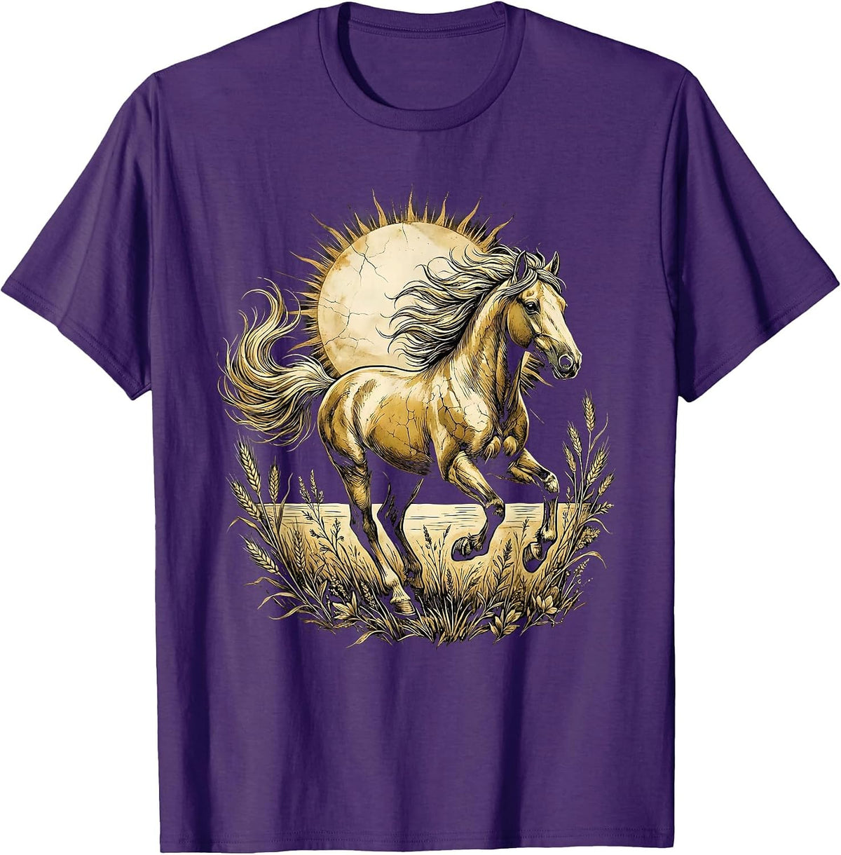 Wild Horse Galloping Through Open Plains T-Shirt - Purple
