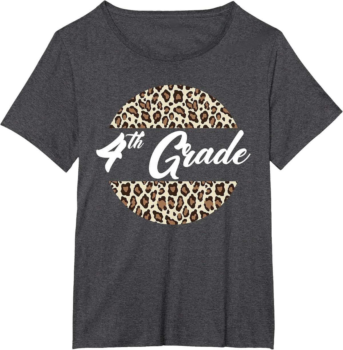 4th Grade Cheetah Print School Teacher Student Fourth Grade T-Shirt - Dark Heather Grey