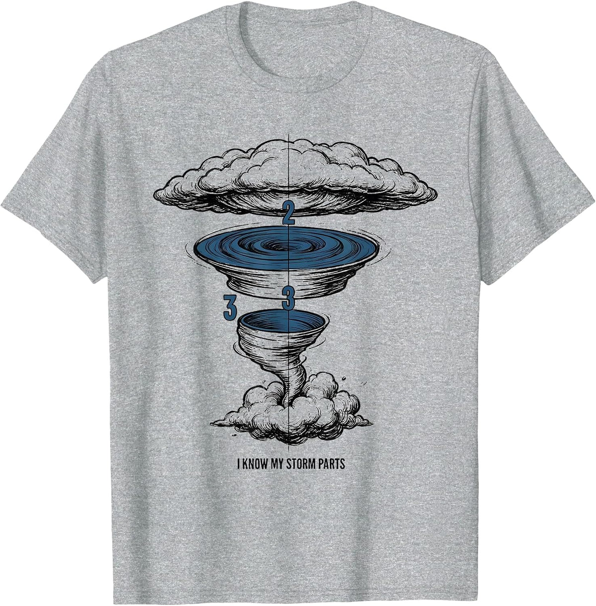 Men's I Know My Storm Parts Funny Tornado Chaser Meteorology Gift T-Shirt - Heather Grey