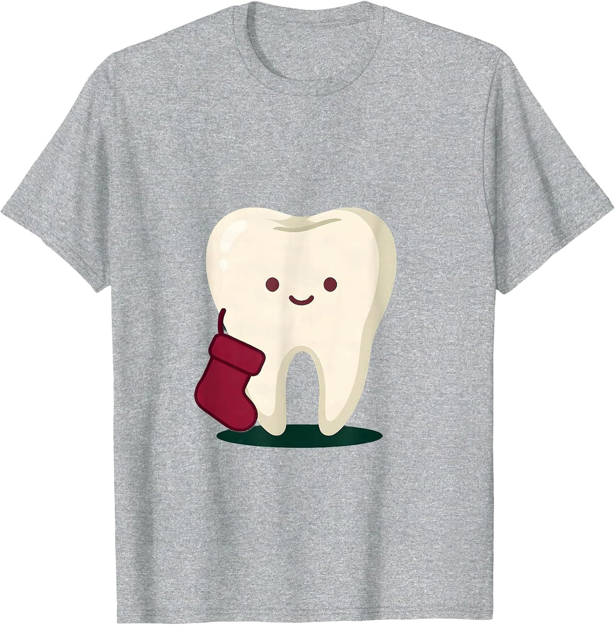 Men's Broad Tooth Mascot Cute Kawaii Dentist Christmas T-Shirt - Heather Grey