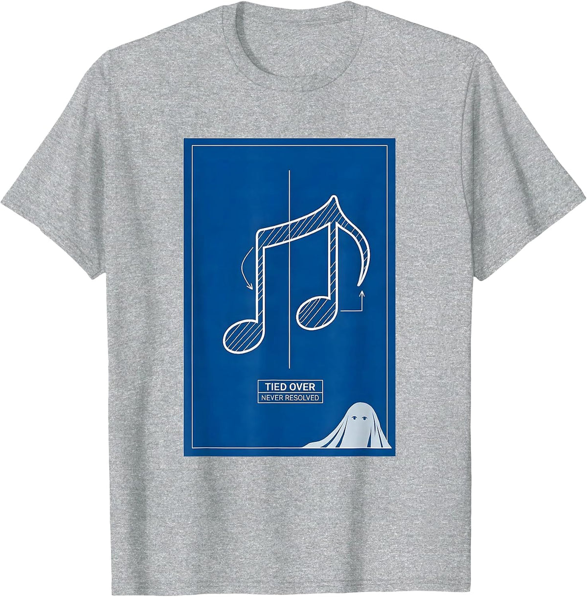 Men's Tied Over Never Resolved Technical Blueprint Music Teacher T-Shirt - Heather Grey