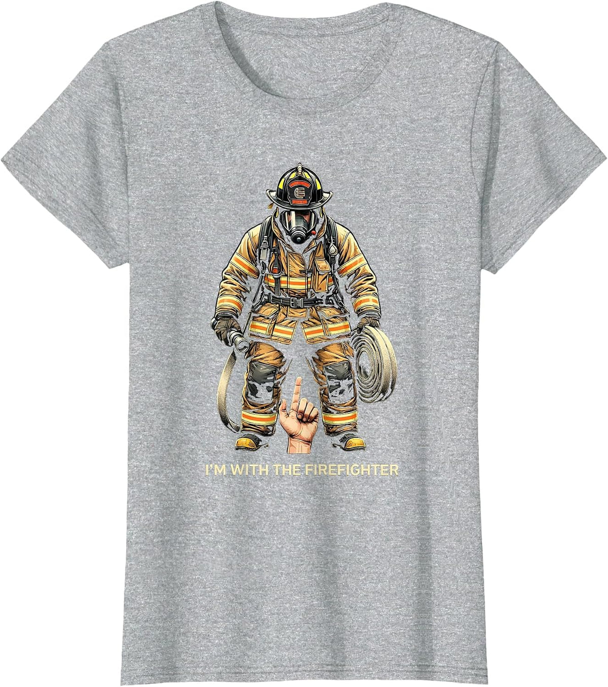 I'm With The Firefighter Funny Halloween Matching Costume T-Shirt - Heather Grey