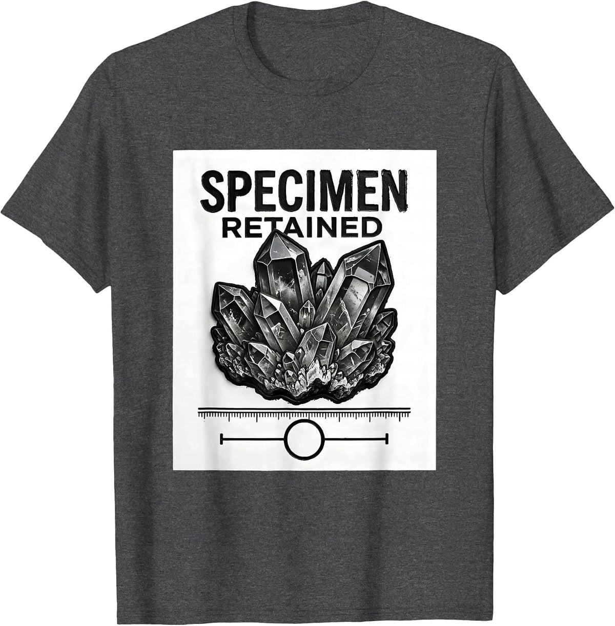 Specimen, Retained Rubber Stamp Geology Rock Collector Humor T-Shirt - Dark Heather Grey