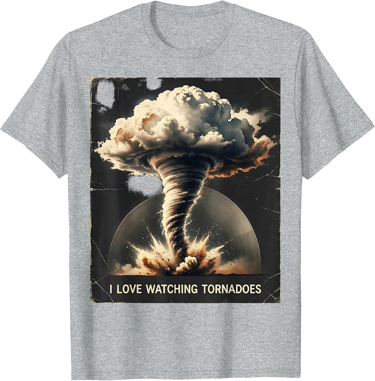 Men's I Love Watching Tornadoes Distressed Storm Chaser T-Shirt - Heather Grey