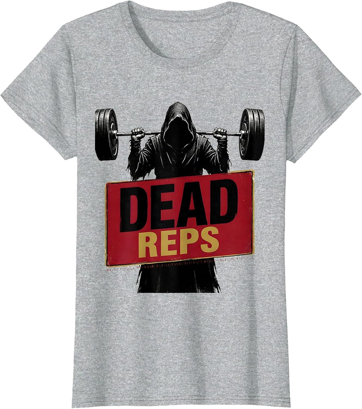 Women's Dead Reps Funny Halloween Ghost Skeleton Weightlifting Gym T-Shirt - Heather Grey
