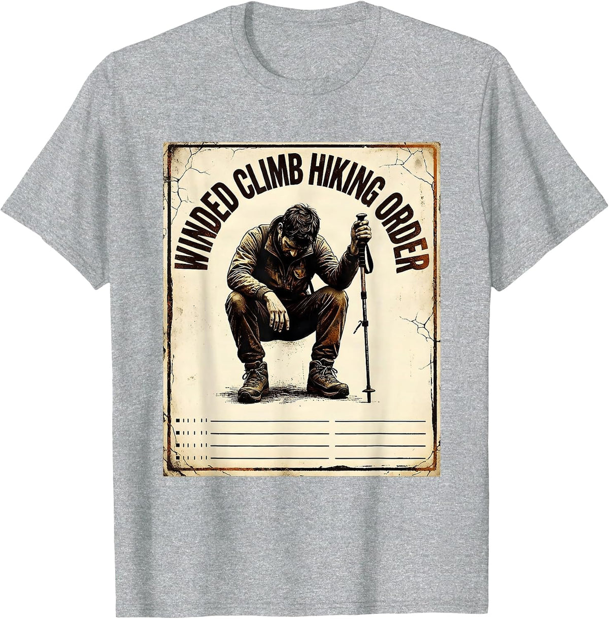 Men's Winded Climb Hiking Order Funny Hiker Outdoor Enthusiast T-Shirt - Heather Grey
