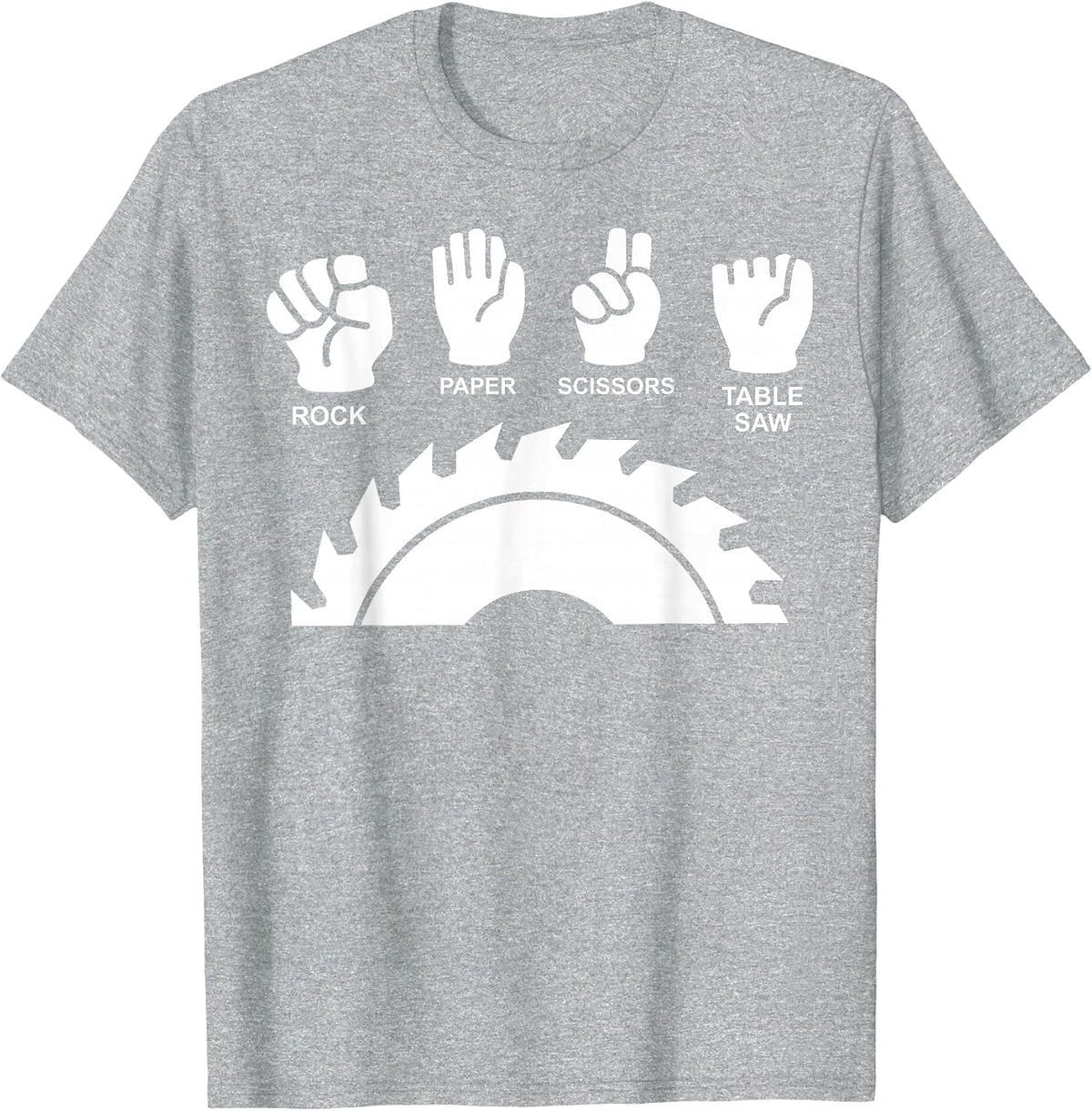 Woodworking Novelty Carpenter Rock Paper Scissor Table Saw T-Shirt - Heather Grey