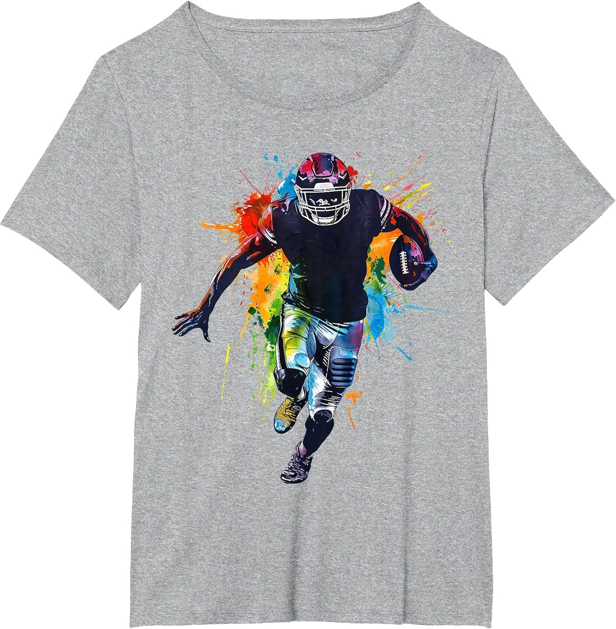 American Football Player Colorful Graphic T-Shirt - Heather Grey