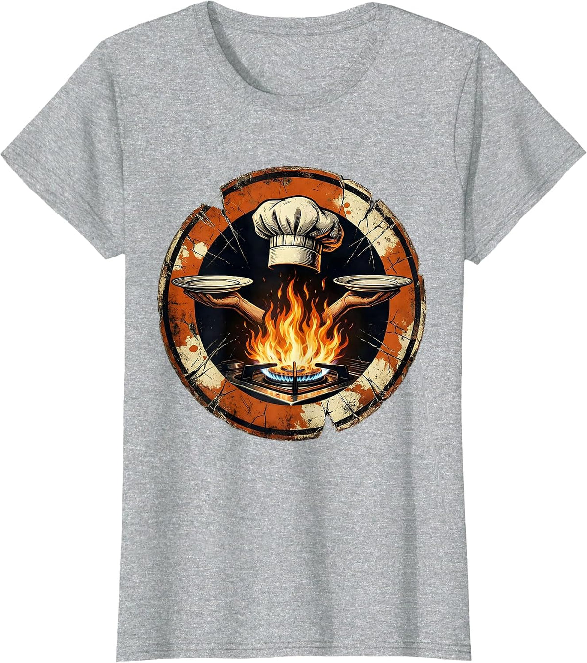 Chaos Coordinator Chef Spinning Plates Graphic T-Shirt - Heather Grey
