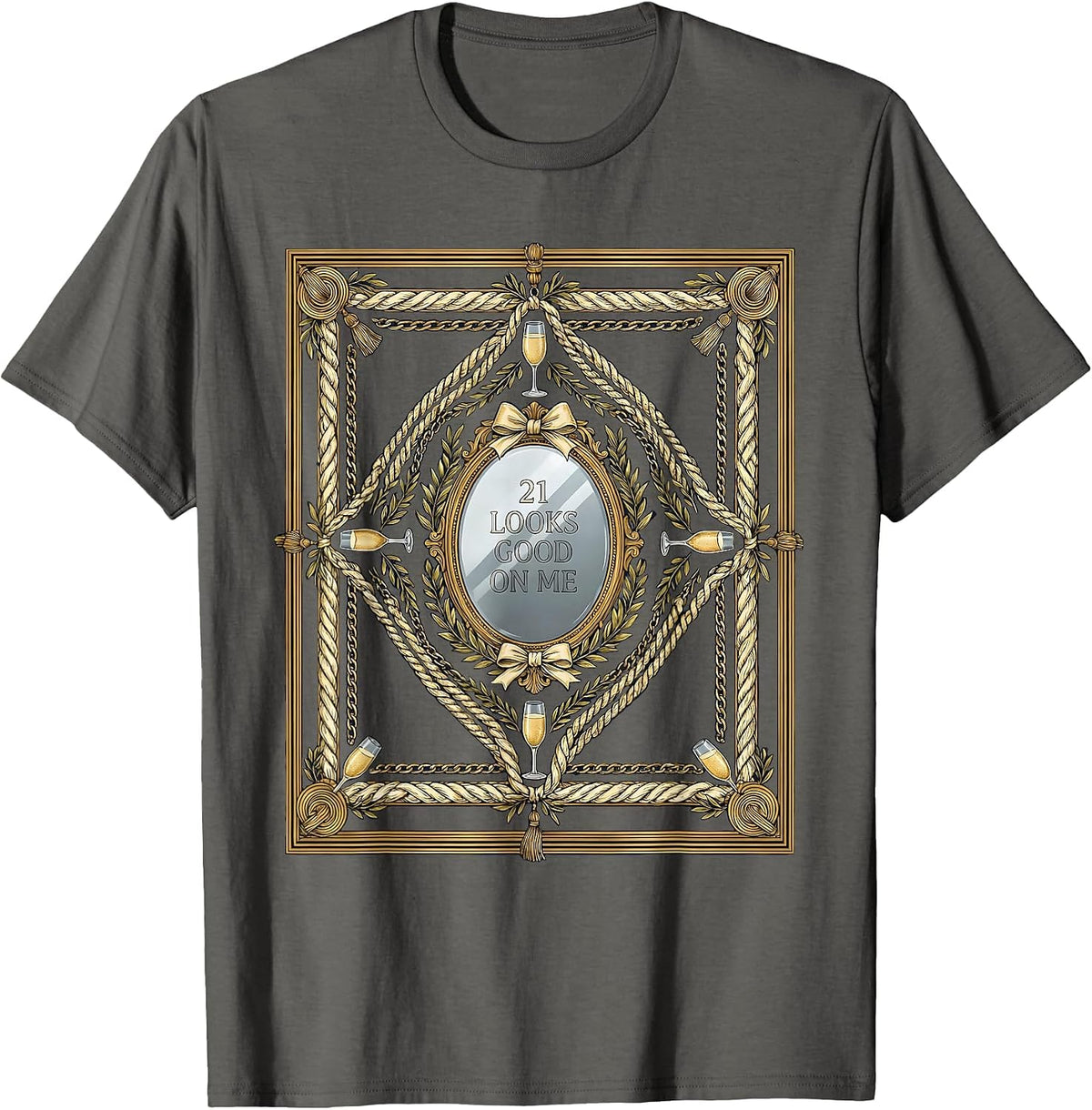 Men's 21 Looks Good On Me 21st Birthday Design T-Shirt - Asphalt Grey