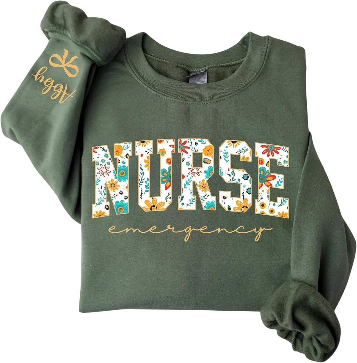 Personalized Nurse Sweatshirt, Custom Floral Letter Crewneck, Nurse Appreciation Gift for RN, NP, Nursing Students -